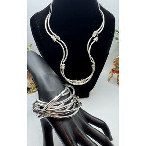Lizzy James Designs Handmade USA Metallic Tube MultiCord Necklace & Bracelet Set